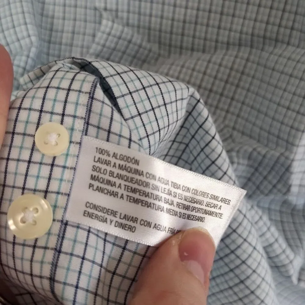 Merona The Ultimate Shirt Non-Iron Men XL Plaid Blue Long Sleeve Dress Shirt